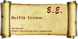 Bolfik Ervina névjegykártya